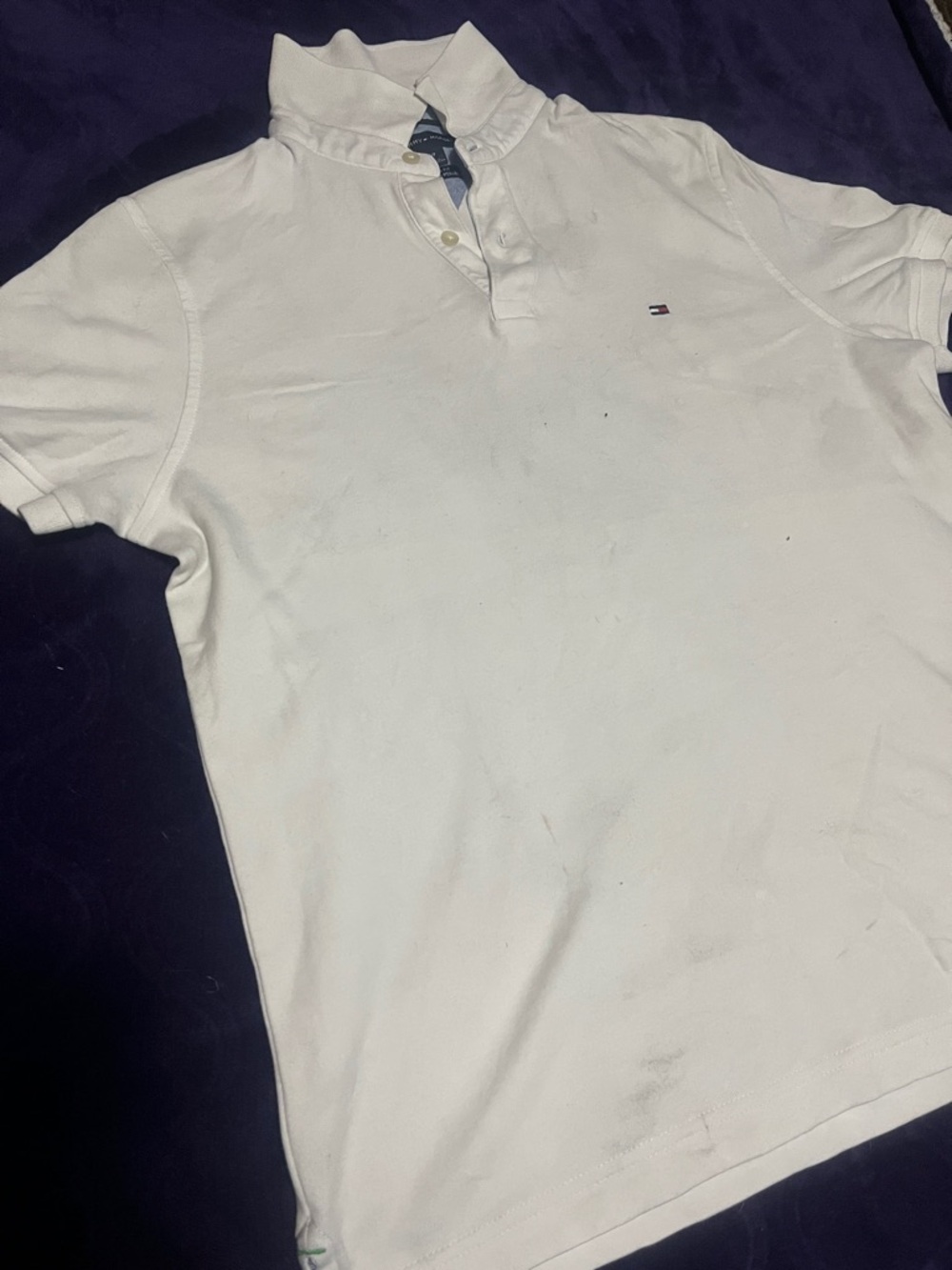 Tommy Hilfiger Men's White Polo with Flag Logo